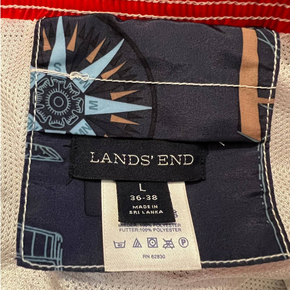 Lands' End Swim Trunks in a Blue and White Nautical Theme Size Large 36-38 - Picture 3 of 4